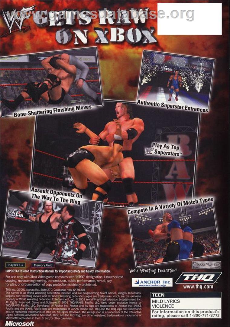 WWF Raw - Microsoft Xbox - Artwork - Box Back