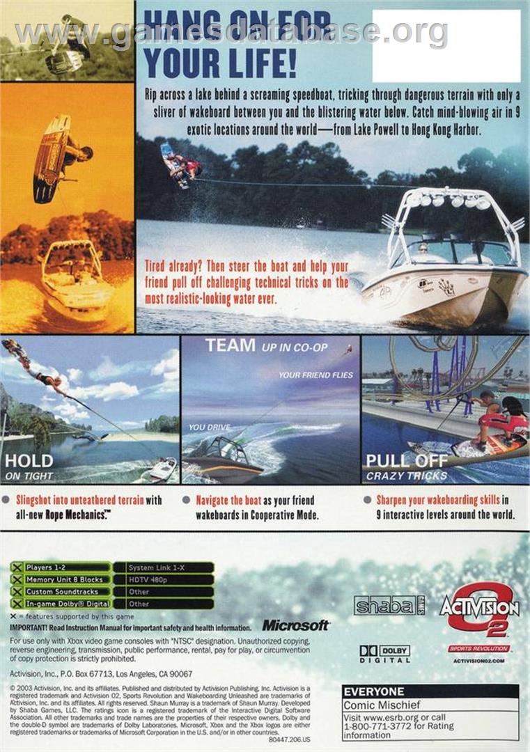 Wakeboarding Unleashed Featuring Shaun Murray - Microsoft Xbox - Artwork - Box Back