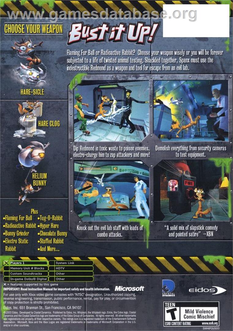 Whiplash - Microsoft Xbox - Artwork - Box Back