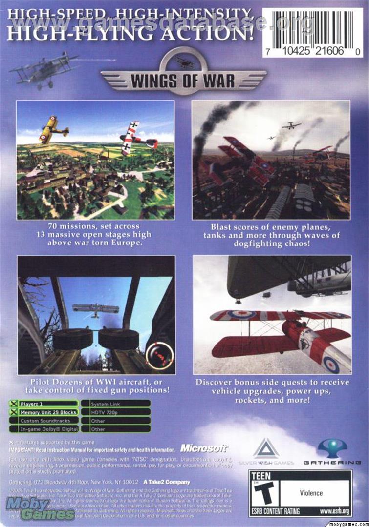 Wings of War - Microsoft Xbox - Artwork - Box Back