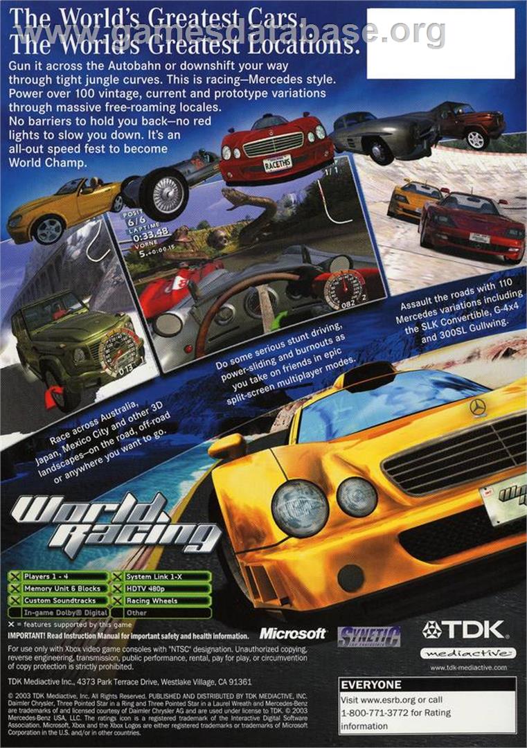 World Racing - Microsoft Xbox - Artwork - Box Back