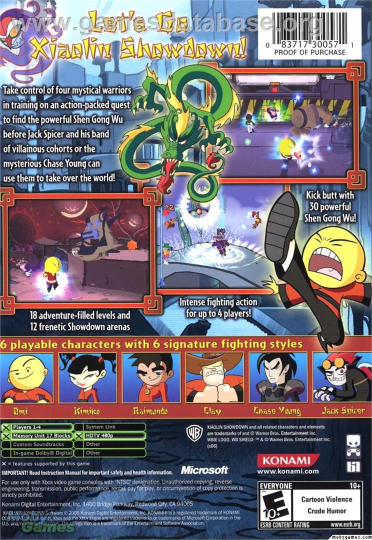 Xiaolin Showdown - Microsoft Xbox - Artwork - Box Back