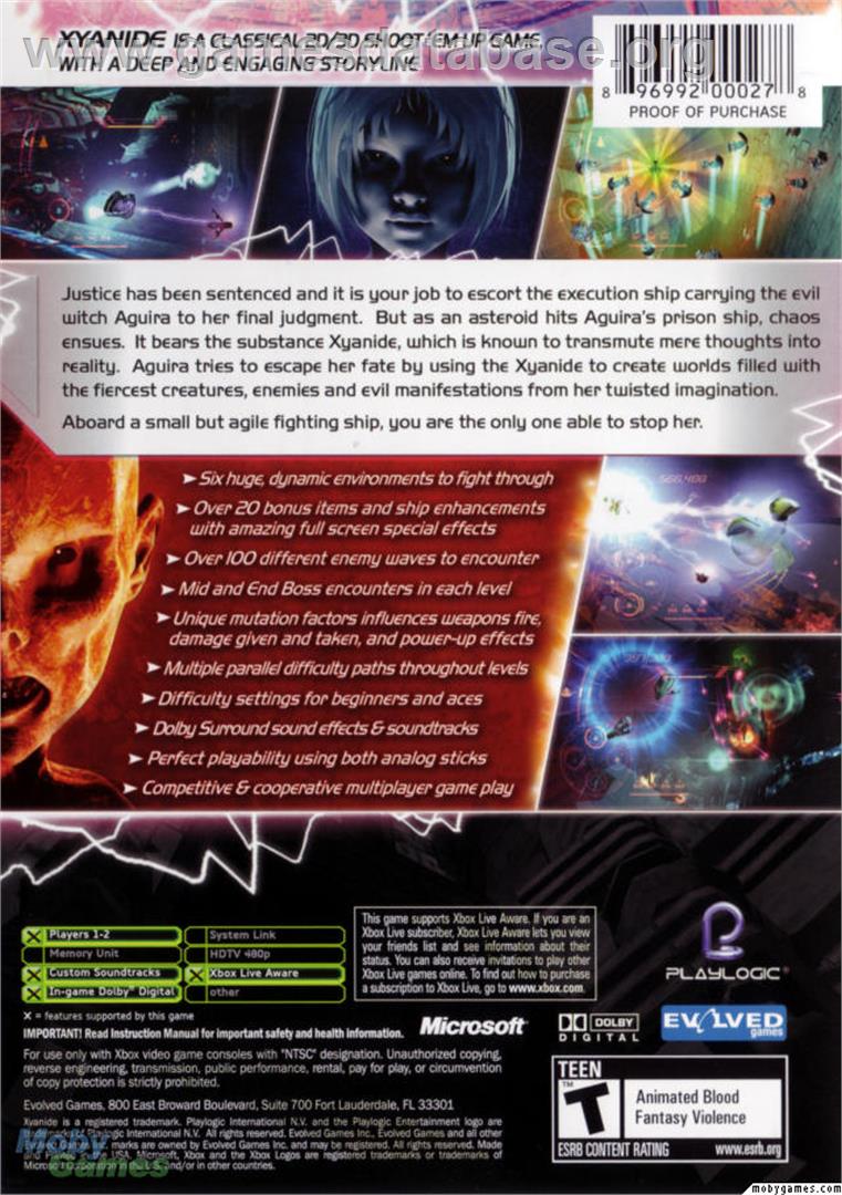 Xyanide - Microsoft Xbox - Artwork - Box Back