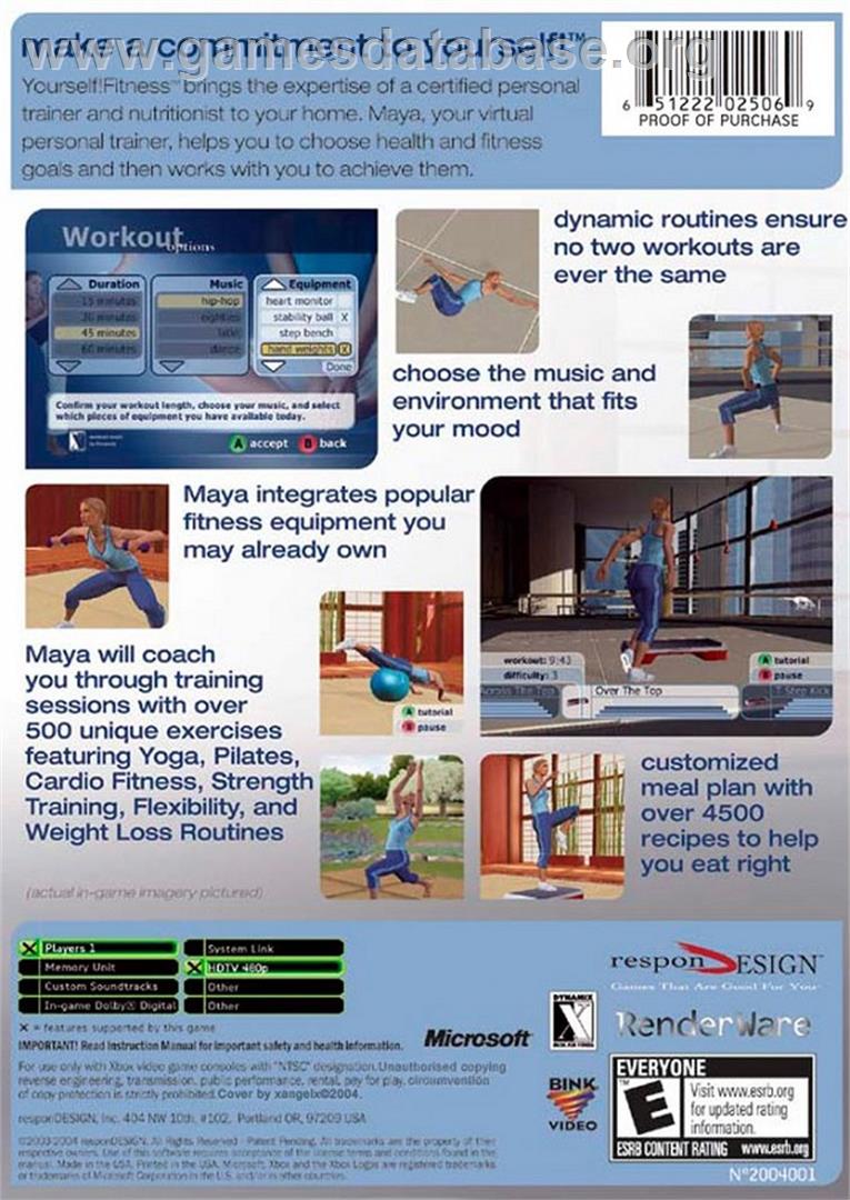 Yourself!Fitness - Microsoft Xbox - Artwork - Box Back