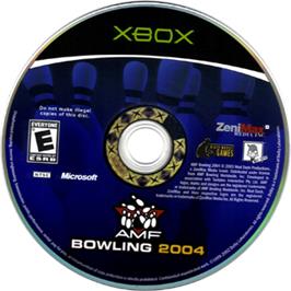 Artwork on the CD for AMF Bowling 2004 on the Microsoft Xbox.