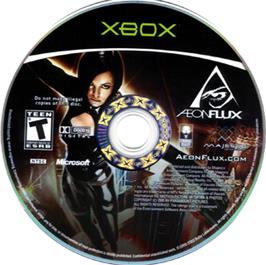 Artwork on the CD for Aeon Flux on the Microsoft Xbox.