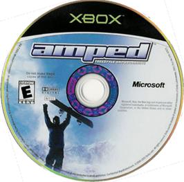 Artwork on the CD for Amped: Freestyle Snowboarding on the Microsoft Xbox.