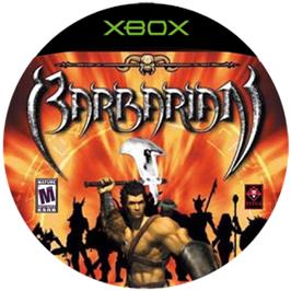Artwork on the CD for Barbarian on the Microsoft Xbox.