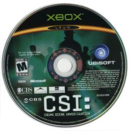 Artwork on the CD for CSI: Crime Scene Investigation on the Microsoft Xbox.