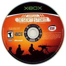 Artwork on the CD for Conflict: Desert Storm on the Microsoft Xbox.