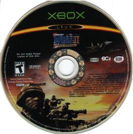 Artwork on the CD for Conflict: Desert Storm II: Back to Baghdad on the Microsoft Xbox.