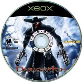Artwork on the CD for Darkwatch on the Microsoft Xbox.