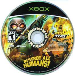 Artwork on the CD for Destroy All Humans on the Microsoft Xbox.