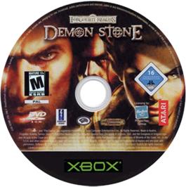 Artwork on the CD for Forgotten Realms - Demon Stone on the Microsoft Xbox.
