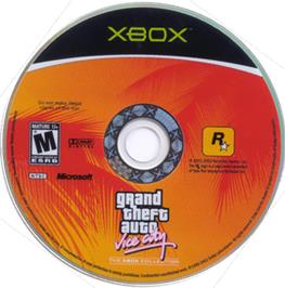 Artwork on the CD for Grand Theft Auto - Vice City on the Microsoft Xbox.