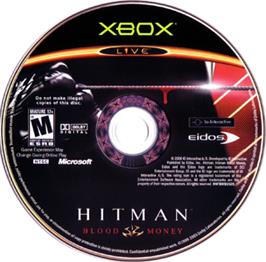 Artwork on the CD for Hitman - Blood Money on the Microsoft Xbox.