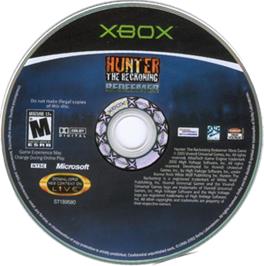 Artwork on the CD for Hunter: The Reckoning - Redeemer on the Microsoft Xbox.