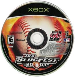 Artwork on the CD for MLB SlugFest 20-03 on the Microsoft Xbox.