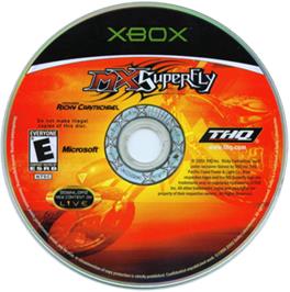 Artwork on the CD for MX Superfly Featuring Ricky Carmichael on the Microsoft Xbox.