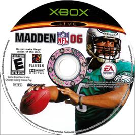 Artwork on the CD for Madden Nfl 06 on the Microsoft Xbox.