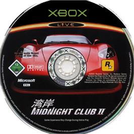 Artwork on the CD for Midnight Club 2 on the Microsoft Xbox.
