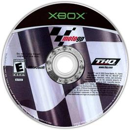 Artwork on the CD for MotoGP: Ultimate Racing Technology 3 on the Microsoft Xbox.