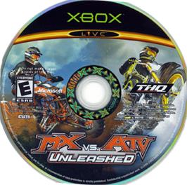 Artwork on the CD for Mx Vs Atv Unleashed on the Microsoft Xbox.