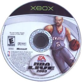 Artwork on the CD for NBA Live 2003 on the Microsoft Xbox.