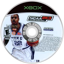 Artwork on the CD for Ncaa College Basketball 2k3 on the Microsoft Xbox.
