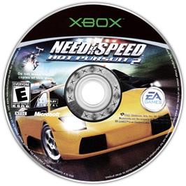 Artwork on the CD for Need for Speed: Hot Pursuit 2 on the Microsoft Xbox.
