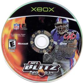 Artwork on the CD for Nfl Blitz 2003 on the Microsoft Xbox.