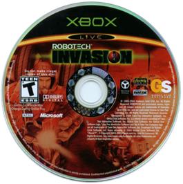 Artwork on the CD for Robotech: Invasion on the Microsoft Xbox.