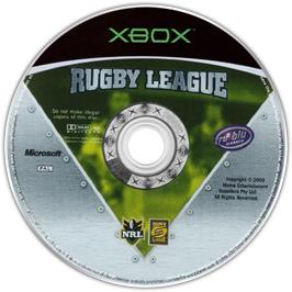 Artwork on the CD for Rugby League on the Microsoft Xbox.
