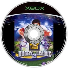 Artwork on the CD for Rugby League 2 on the Microsoft Xbox.