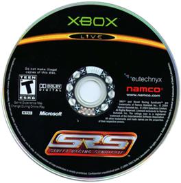 Artwork on the CD for SRS: Street Racing Syndicate on the Microsoft Xbox.