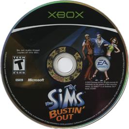 Artwork on the CD for Sims: Bustin' Out on the Microsoft Xbox.