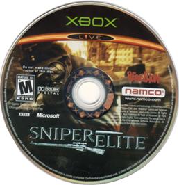 Artwork on the CD for Sniper Elite on the Microsoft Xbox.