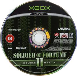 Artwork on the CD for Soldier of Fortune II: Double Helix on the Microsoft Xbox.