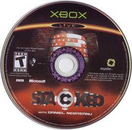 Artwork on the CD for Stacked With Daniel Negreanu on the Microsoft Xbox.
