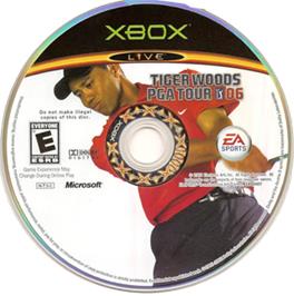 Artwork on the CD for Tiger Woods Pga Tour 06 on the Microsoft Xbox.