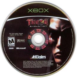 Artwork on the CD for Turok: Evolution on the Microsoft Xbox.