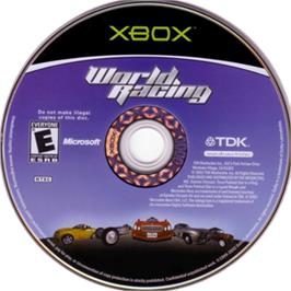 Artwork on the CD for World Racing on the Microsoft Xbox.