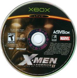 Artwork on the CD for X-Men: Legends II - Rise of Apocalypse on the Microsoft Xbox.
