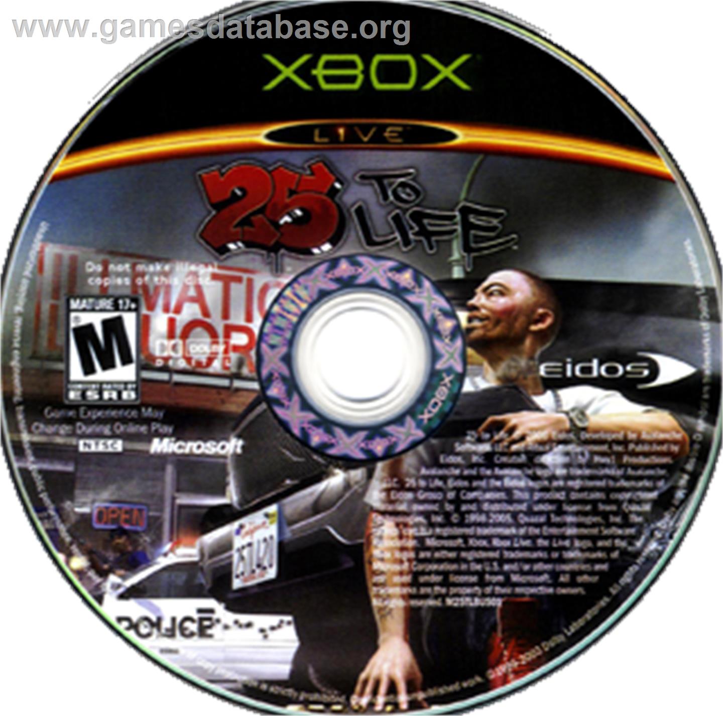 25 to Life - Microsoft Xbox - Artwork - CD