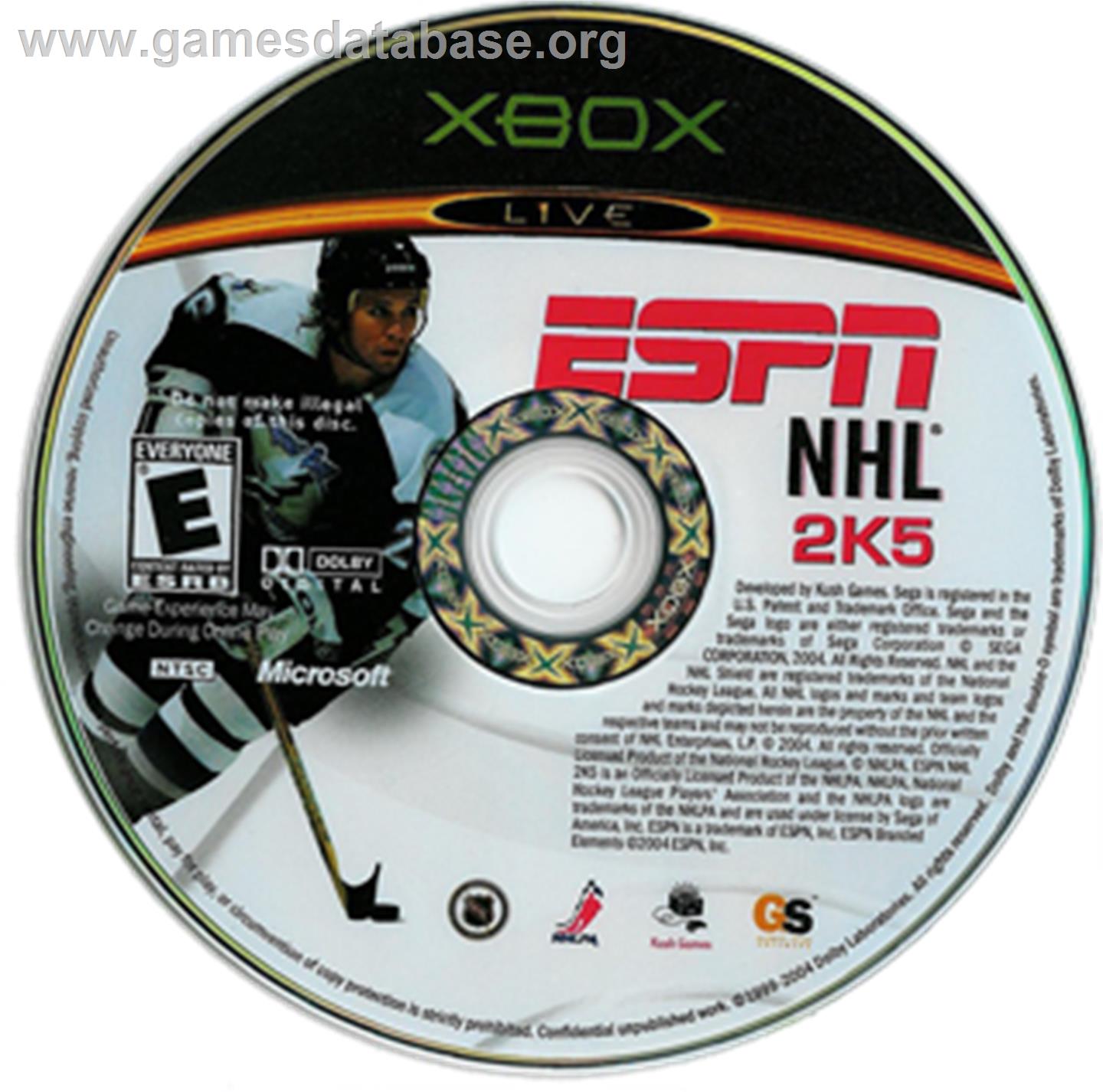 ESPN NHL 2K5 - Microsoft Xbox - Artwork - CD