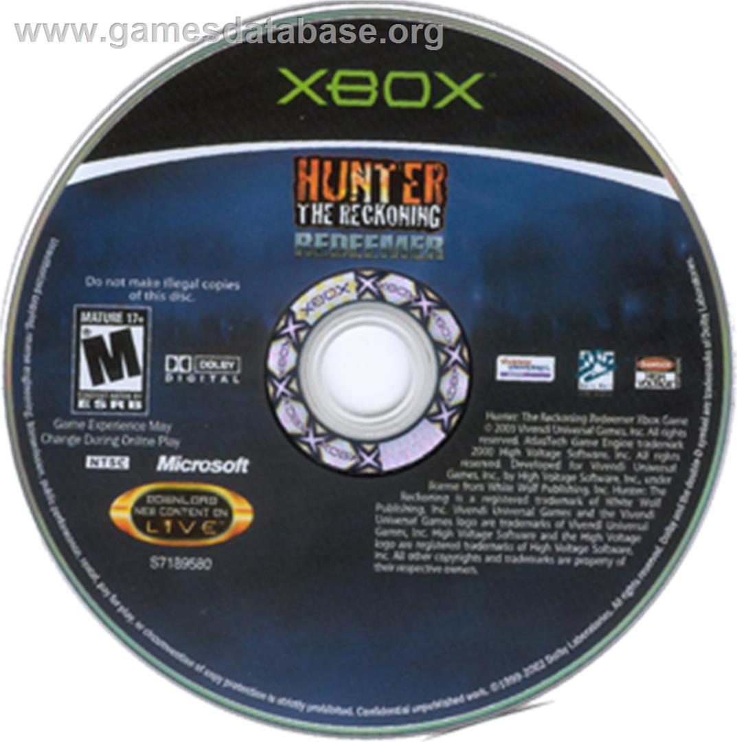 Hunter: The Reckoning - Redeemer - Microsoft Xbox - Artwork - CD