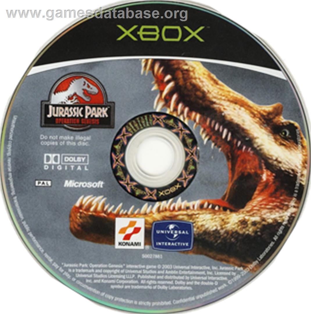 Jurassic Park - Operation Genesis - Microsoft Xbox - Artwork - CD