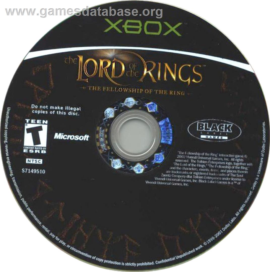 Lord Of The Rings, The - The Fellowship Of The Ring - Microsoft Xbox - Artwork - CD