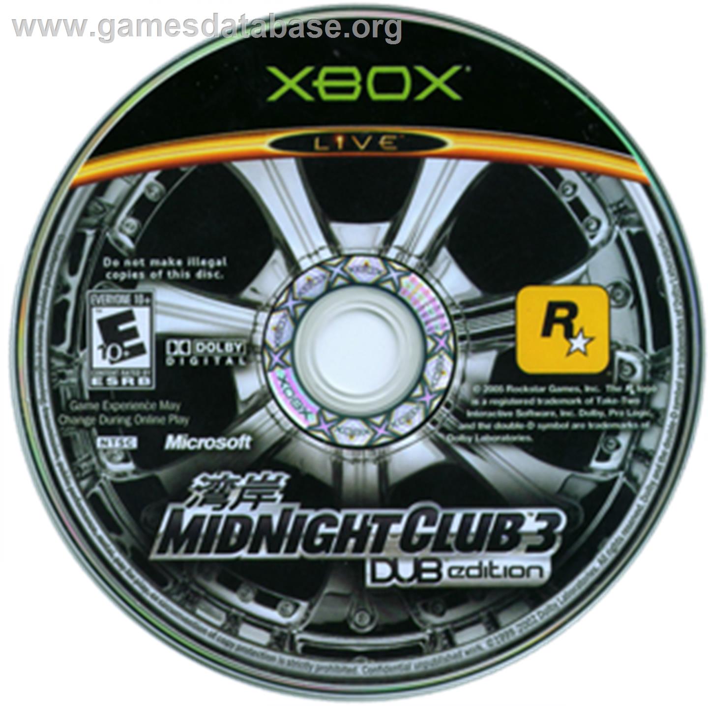 Midnight Club 3 - Dub Edition - Microsoft Xbox - Artwork - CD
