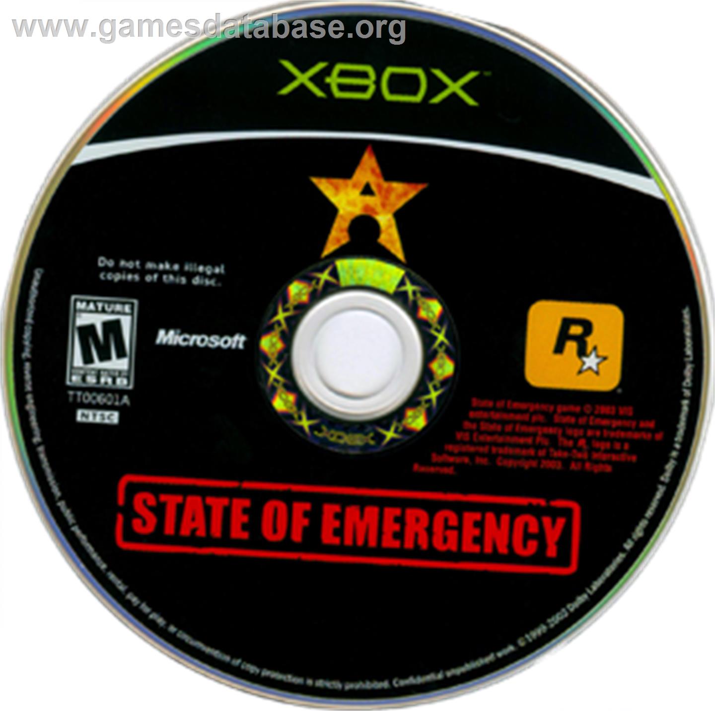State Of Emergency - Microsoft Xbox - Artwork - CD